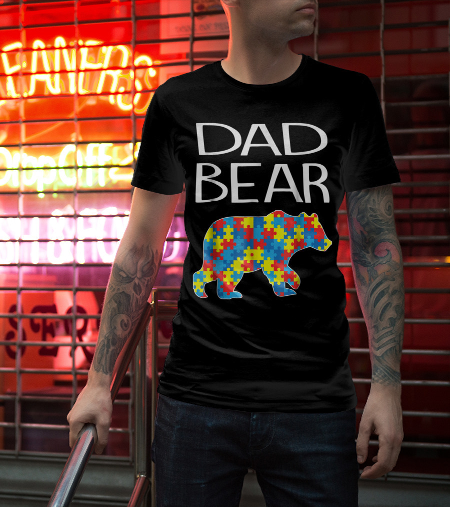 Dad Bear Autism Puzzle T-Shirt