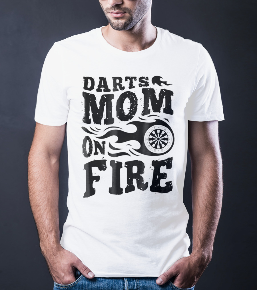 Darts Mom On Fire Ladies Sport Fan Dartboard Flame T-Shirt