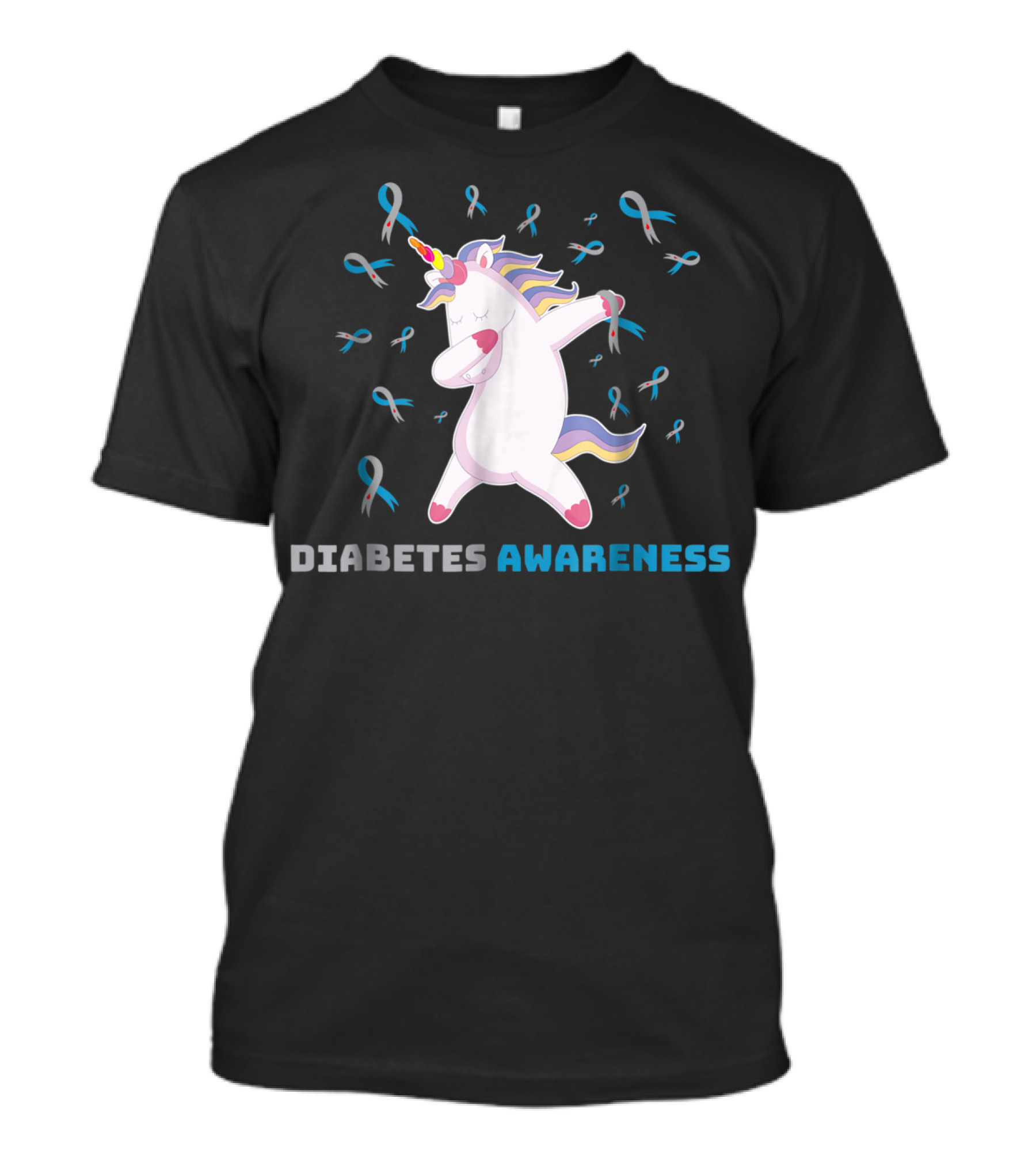 Diabetes Awareness Unicorn With Ribbons Grandpa80 T-Shirt