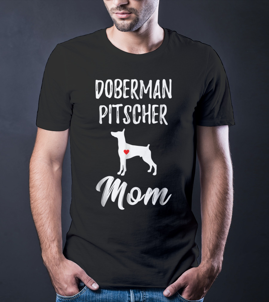 Doberman Pinscher Mom With Heart Accent T-Shirt
