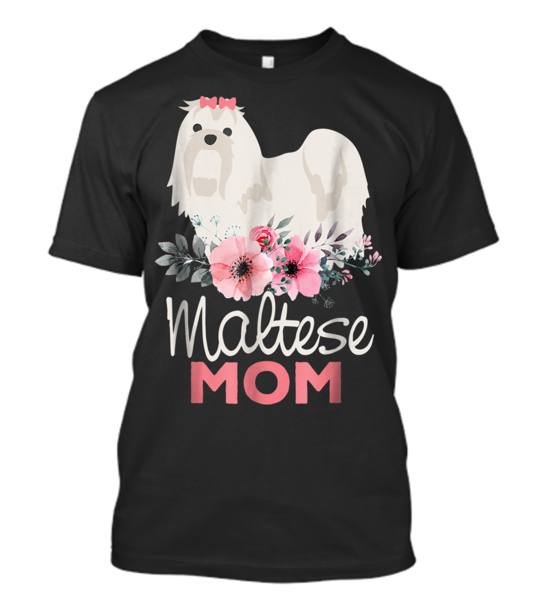 Dog Lovers Maltese Mom Fur Mama Floral Cute Pet Owner T-Shirt