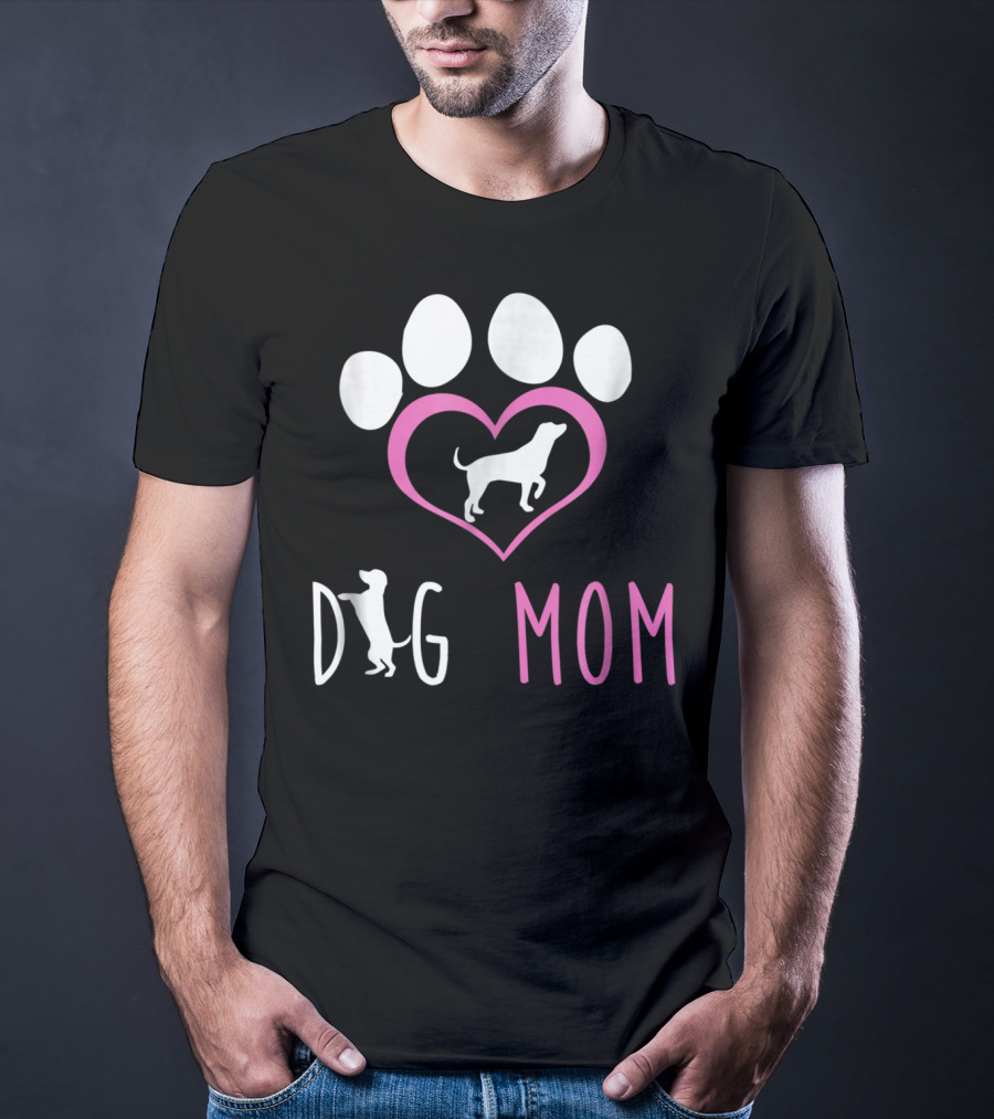 Dog Mom Paw Print Heart Dog Lover Women56 T-Shirt