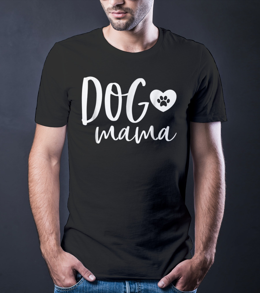 Dog Mama Dog Lover Heart Paw Prints T-Shirt