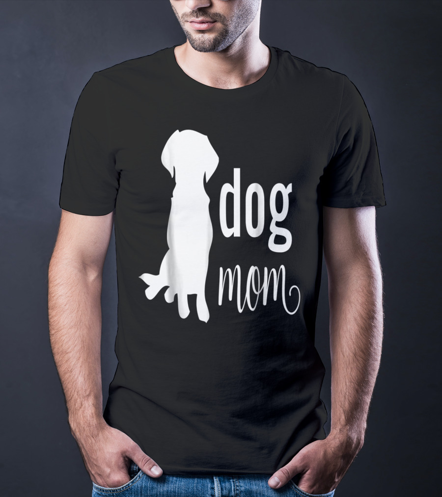 Dog Mom Silhouette White Dog Mom T-Shirt