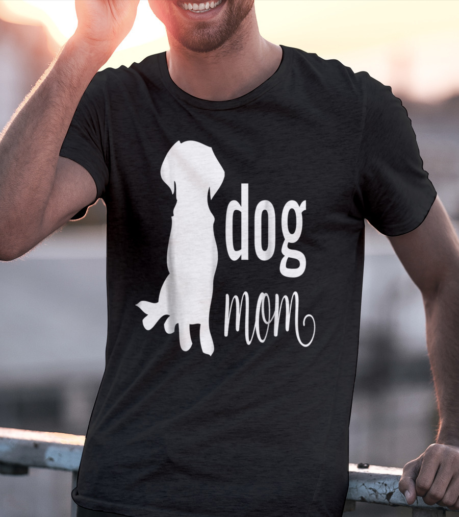 Dog Mom Silhouette White Dog Mom T-Shirt