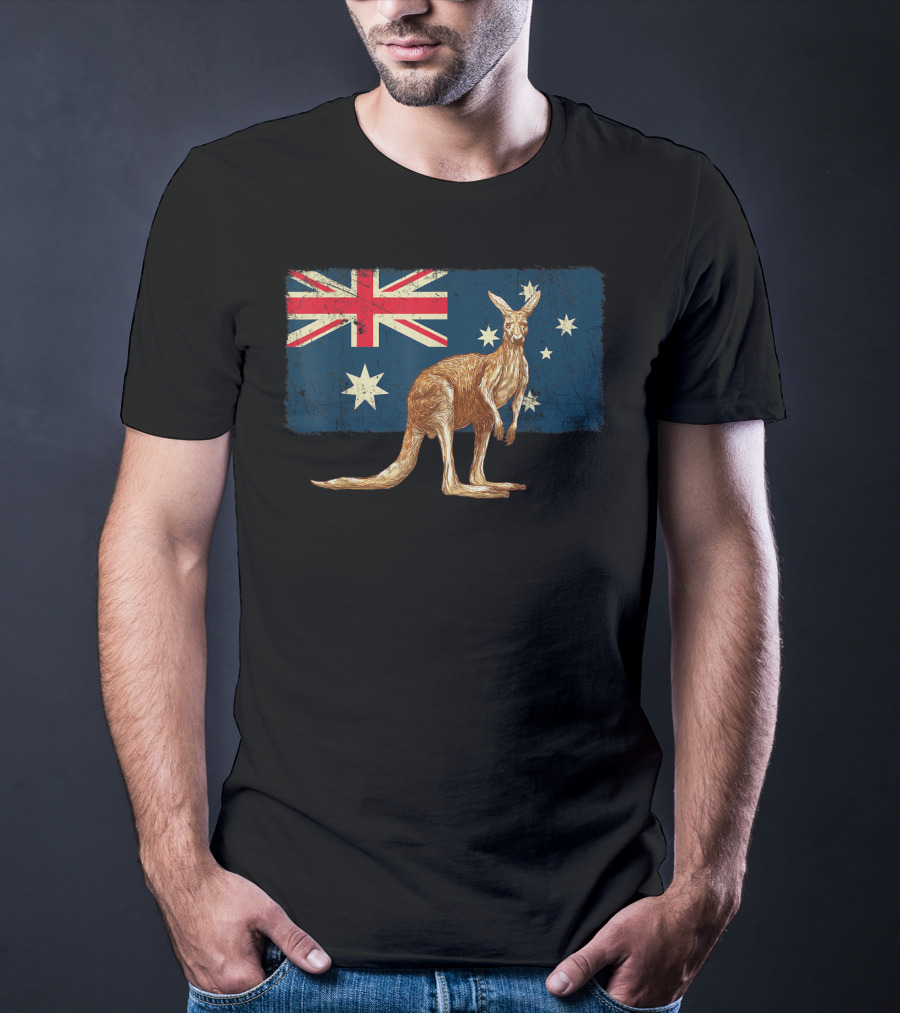 Australia Day Kangaroo With Australian Flag T-Shirt