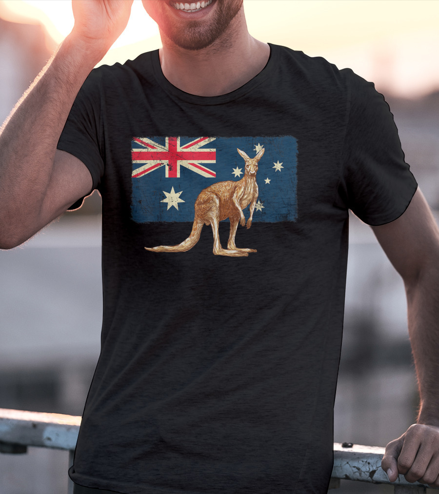 Australia Day Kangaroo With Australian Flag T-Shirt