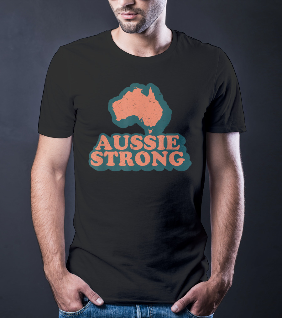 Aussie Strong Retro Support Australia Map T-Shirt