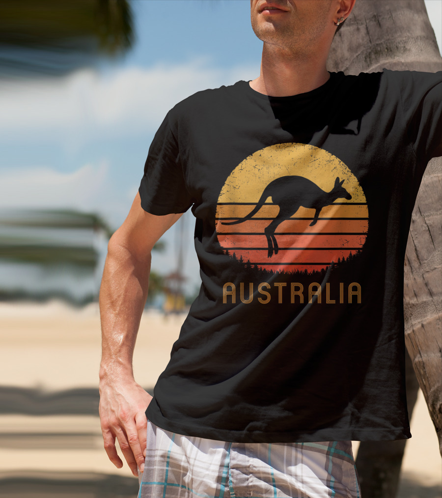 Australia Kangaroo Vintage Outback Sunset T-Shirt