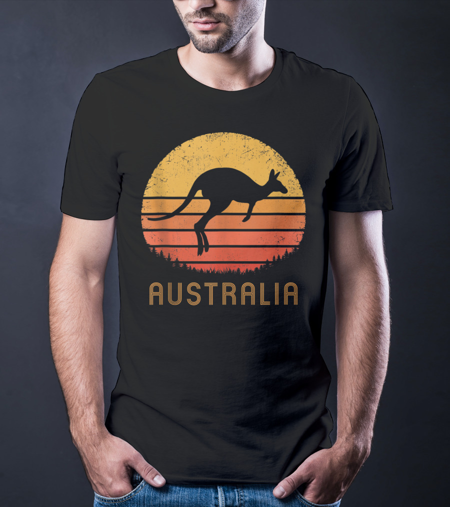 Australia Kangaroo Vintage Outback Sunset T-Shirt