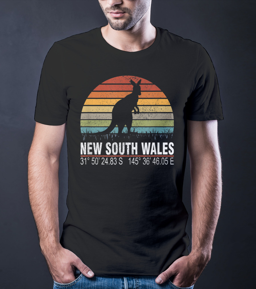 New South Wales Kangaroo Vintage Distressed Coordinates T-Shirt