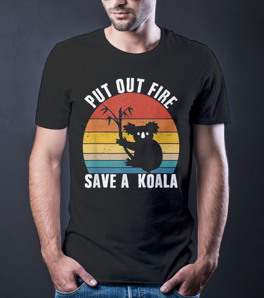 Vintage Put Out Fire Save A Koala Retro Sunset T-Shirt