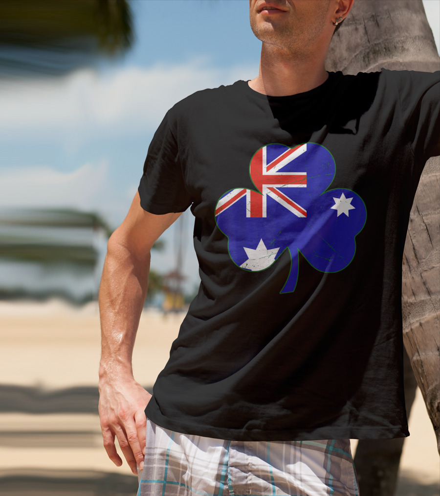 Australia Flag Irish Shamrock Emblem T-Shirt