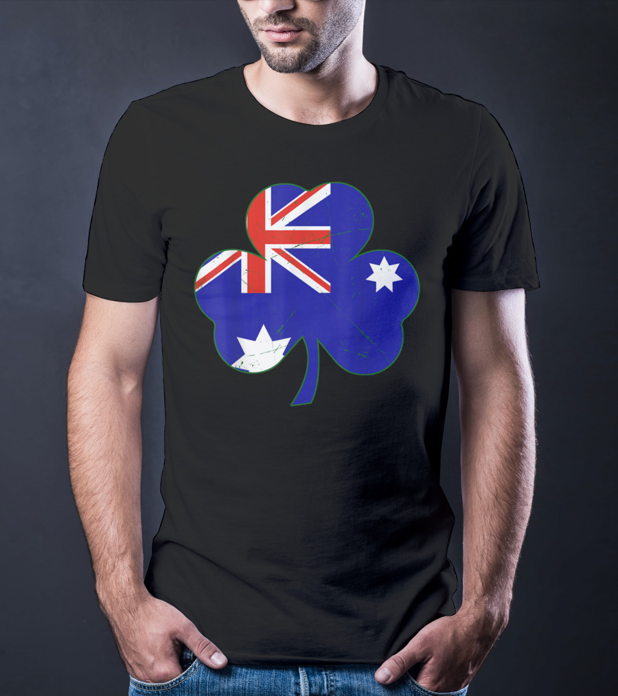 Australia Flag Irish Shamrock Emblem T-Shirt