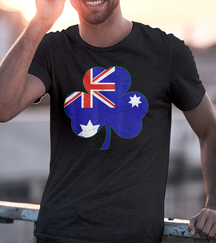 Australia Flag Irish Shamrock Emblem T-Shirt