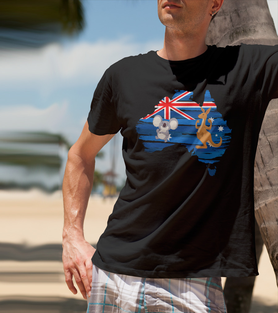 Koala Kangaroo Australia Flag Map Celebrate T-Shirt
