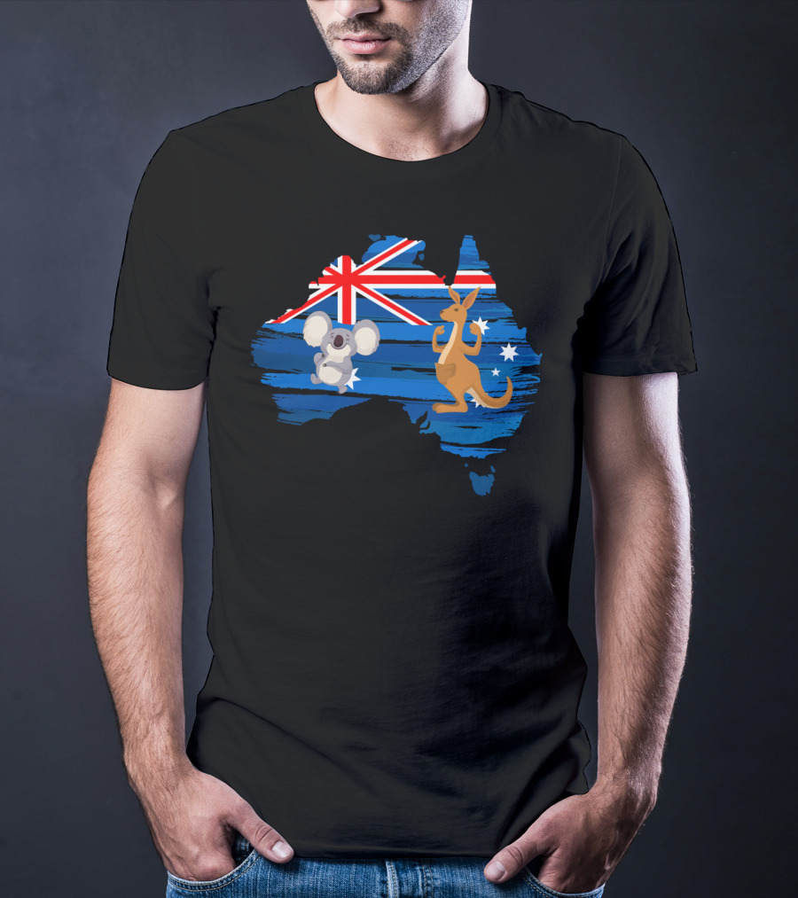 Koala Kangaroo Australia Flag Map Celebrate T-Shirt
