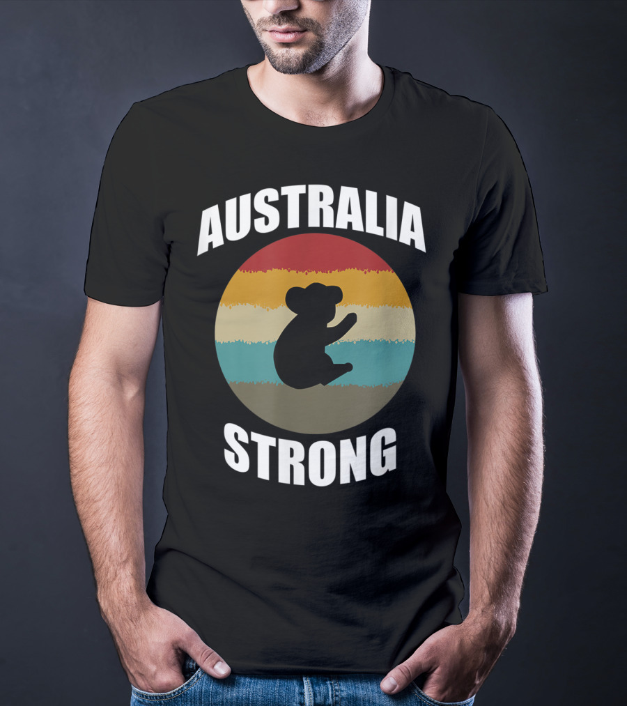 Australia Strong Koala Bear Retro Circle T-Shirt