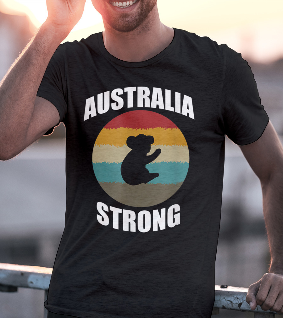 Australia Strong Koala Bear Retro Circle T-Shirt