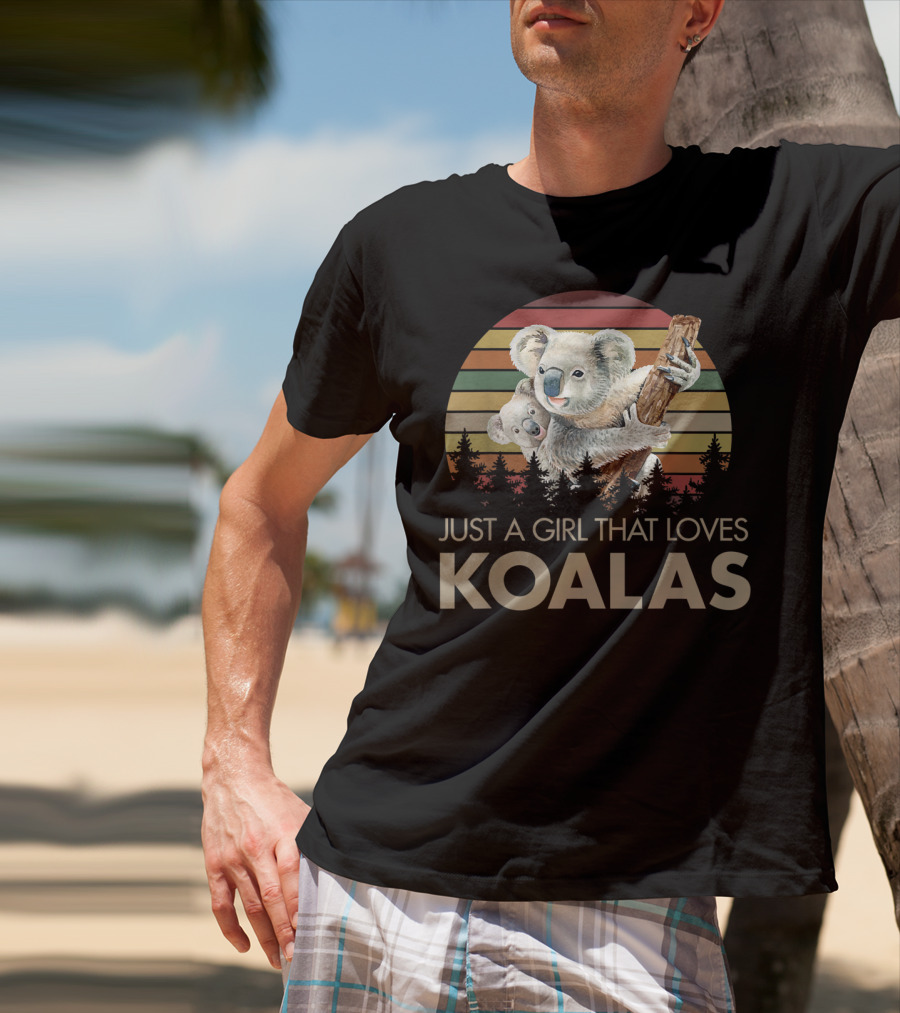 Just A Girl That Loves Koalas Retro Sunset Forest T-Shirt