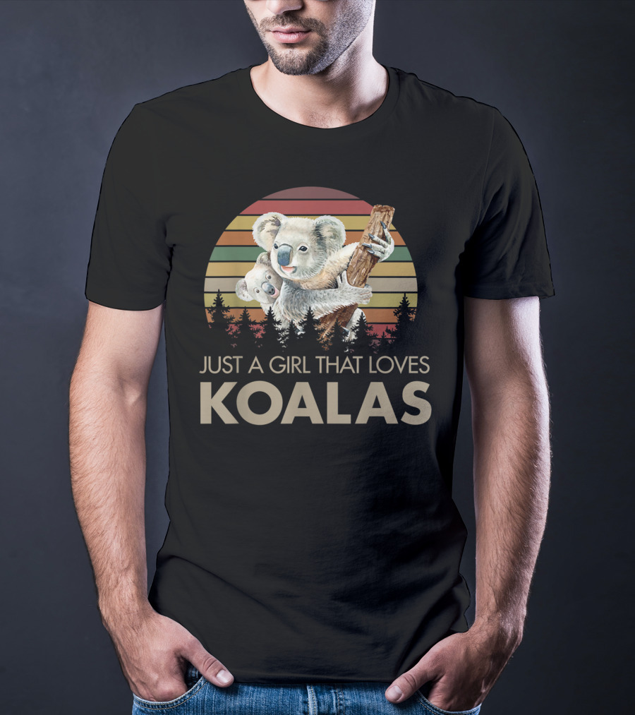 Just A Girl That Loves Koalas Retro Sunset Forest T-Shirt