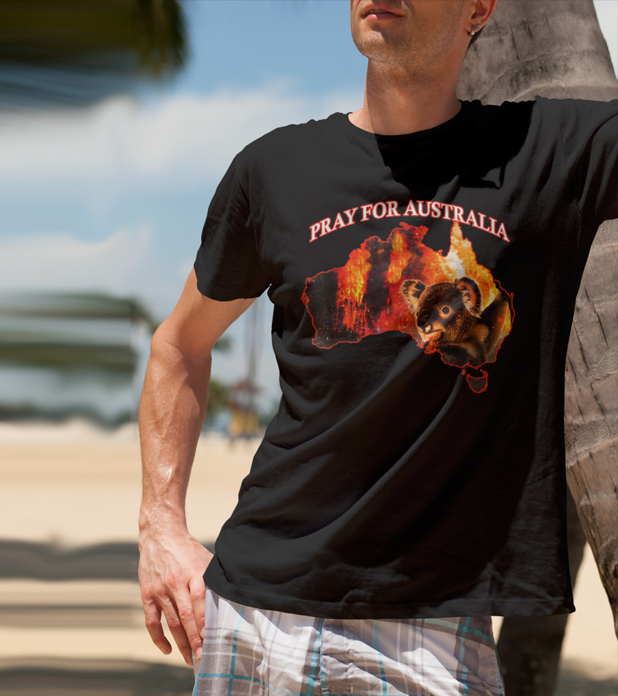 Pray For Australia Australian Koala Fire Map T-Shirt
