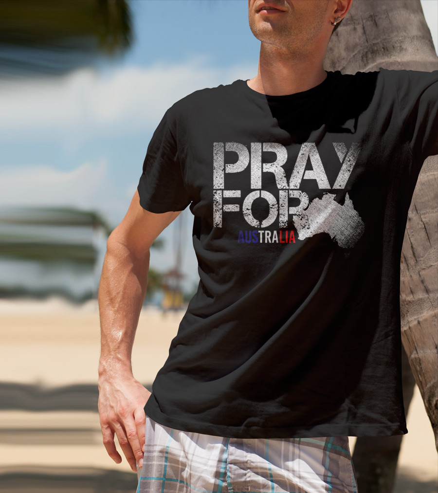 Pray For Australia Fire Storm Vintage Grunge Map T-Shirt