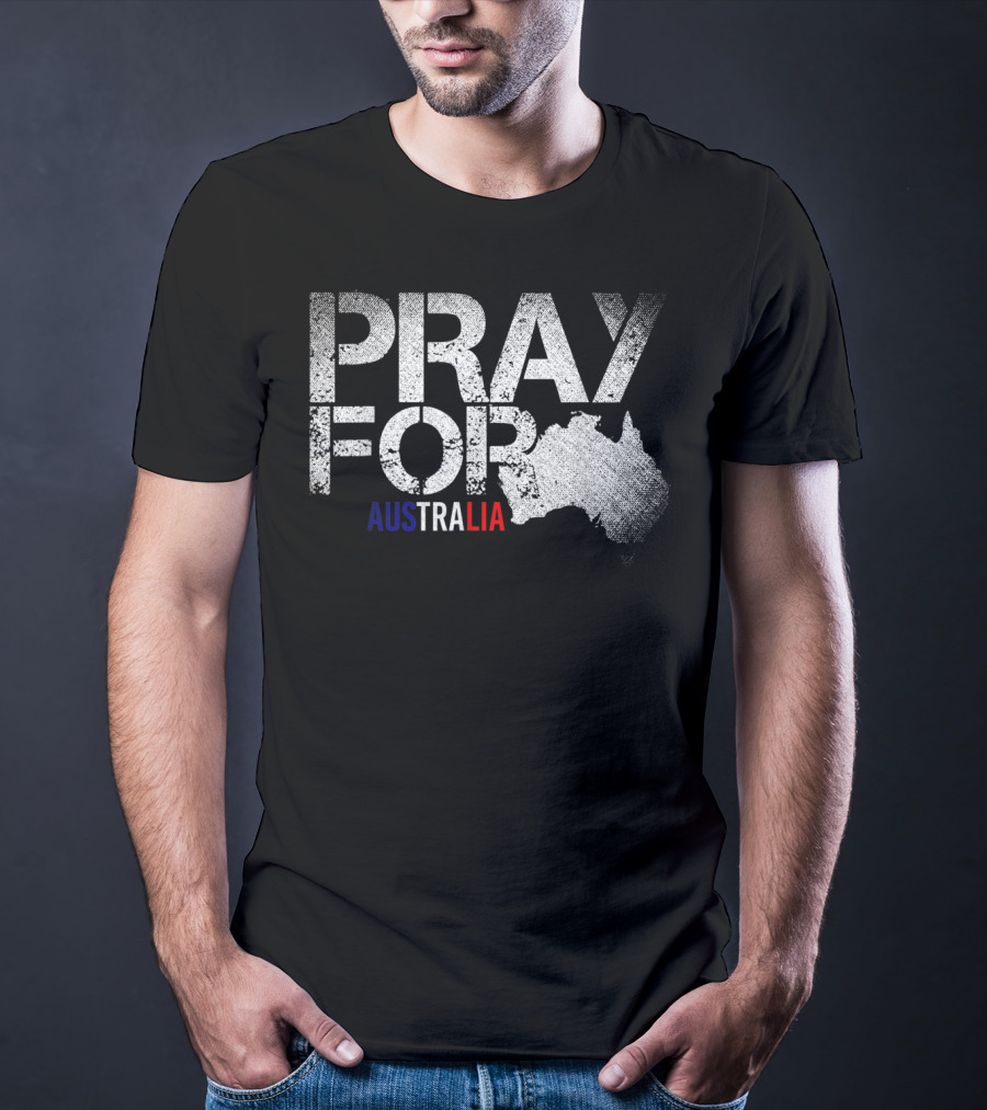 Pray For Australia Fire Storm Vintage Grunge Map T-Shirt