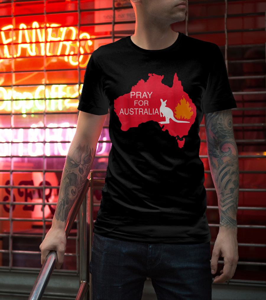 Pray For Australia Kangaroo Fire Map T-Shirt
