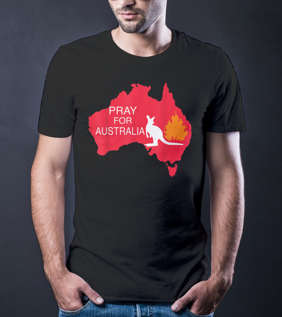 Pray For Australia Kangaroo Fire Map T-Shirt