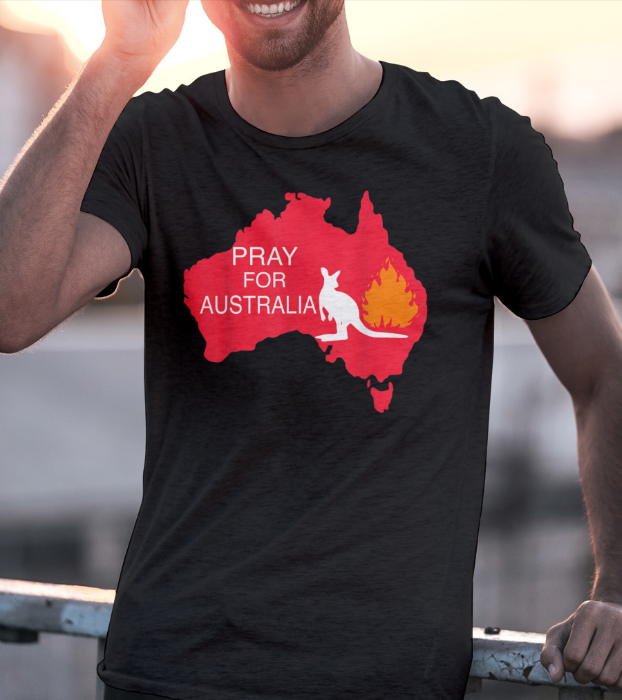 Pray For Australia Kangaroo Fire Map T-Shirt