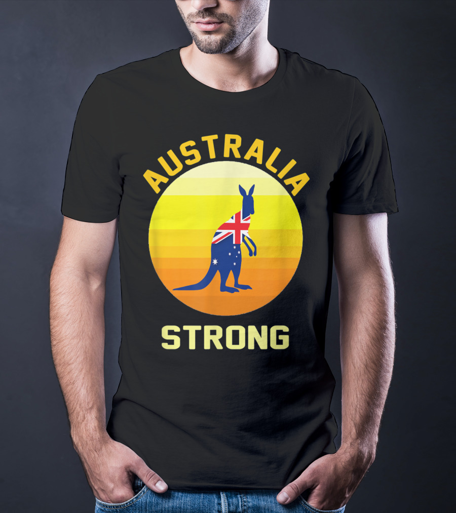 Australia Strong Retro Sun Kangaroo Flag T-Shirt