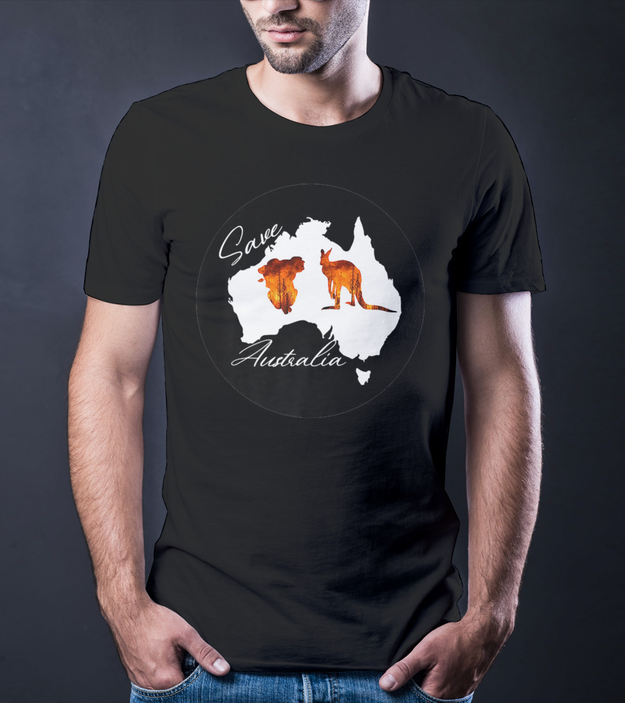 Save Australia Kangaroo And Koala Silhouette Forest Protection T-Shirt
