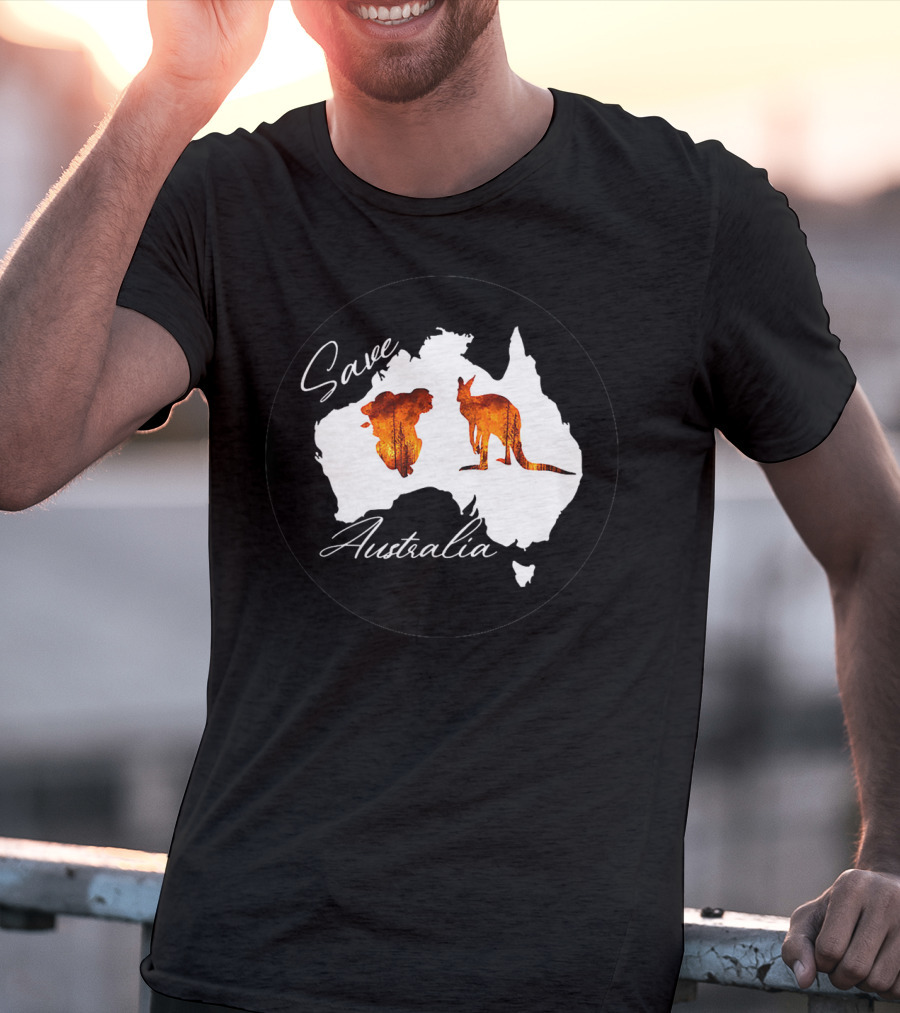 Save Australia Kangaroo And Koala Silhouette Forest Protection T-Shirt