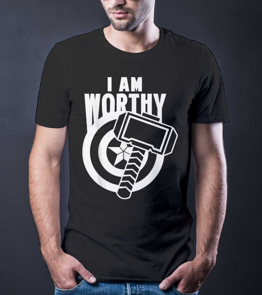 Captain America I Am Worthy Avengers Endgame Mjolnir Shield T-Shirt