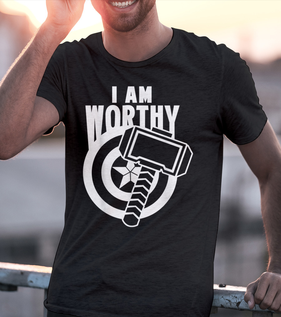 Captain America I Am Worthy Avengers Endgame Mjolnir Shield T-Shirt