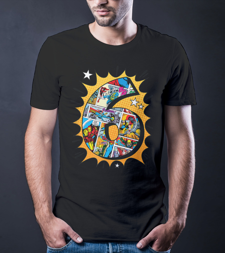 Marvel Avengers Comics Birthday 6 Superhero T-Shirt