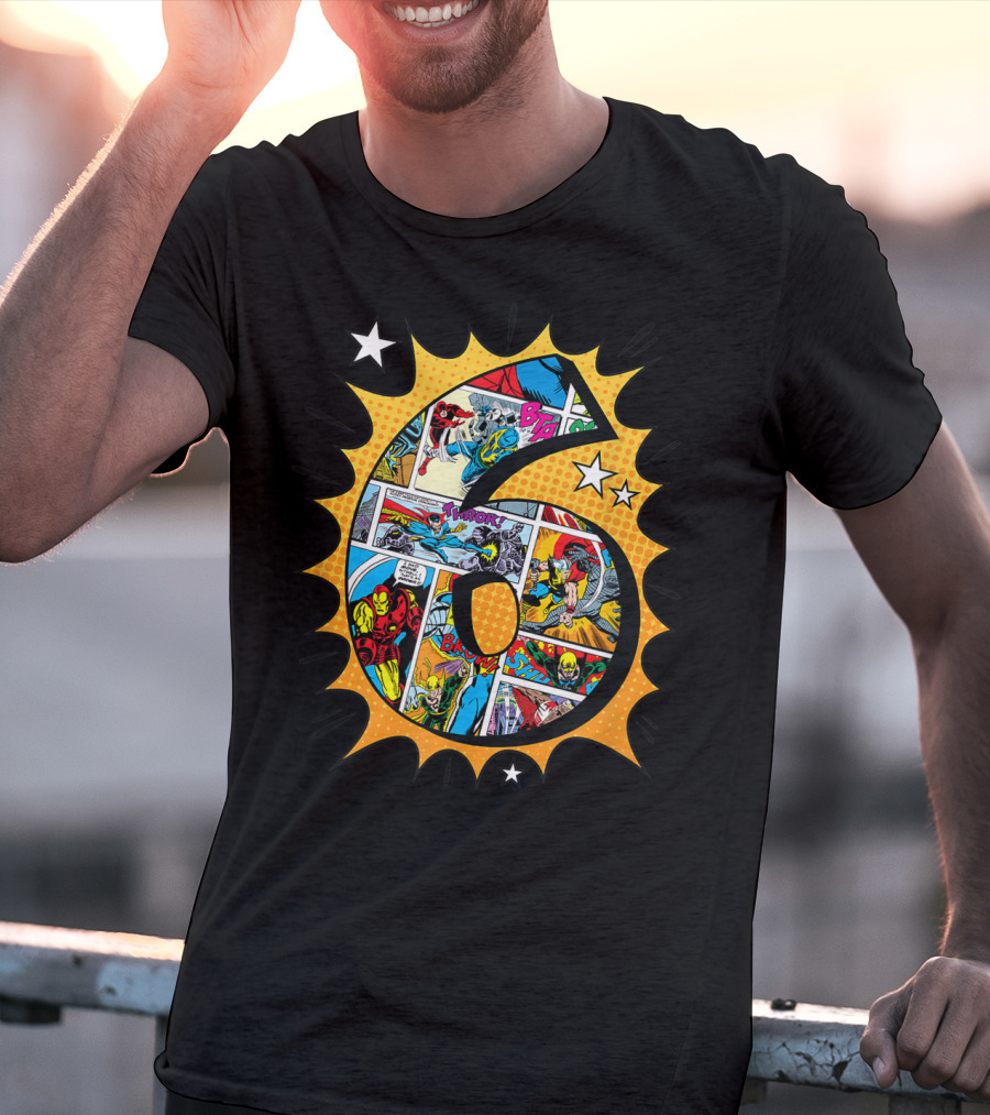 Marvel Avengers Comics Birthday 6 Superhero T-Shirt