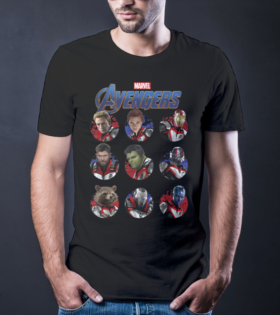 Marvel Avengers Endgame Characters In Quantum Suits With Avengers T-Shirt