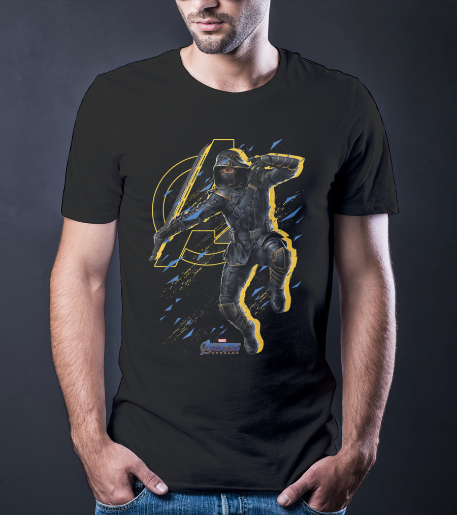 Avengers Endgame Ronin Action Pose With Iconic Avengers T-Shirt