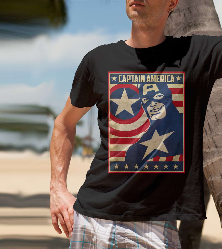 Captain America Avengers Patriotic Star Icon T-Shirt