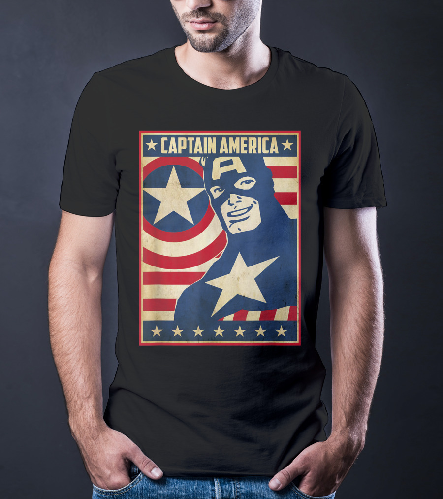 Captain America Avengers Patriotic Star Icon T-Shirt