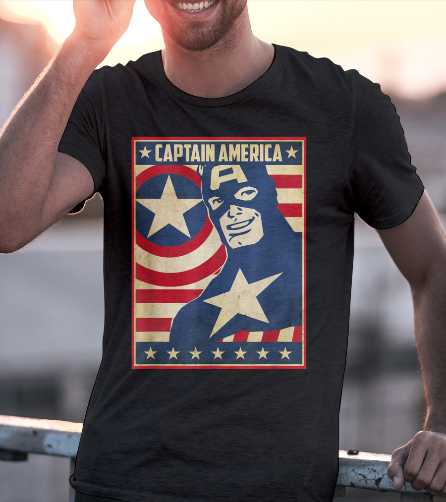 Captain America Avengers Patriotic Star Icon T-Shirt