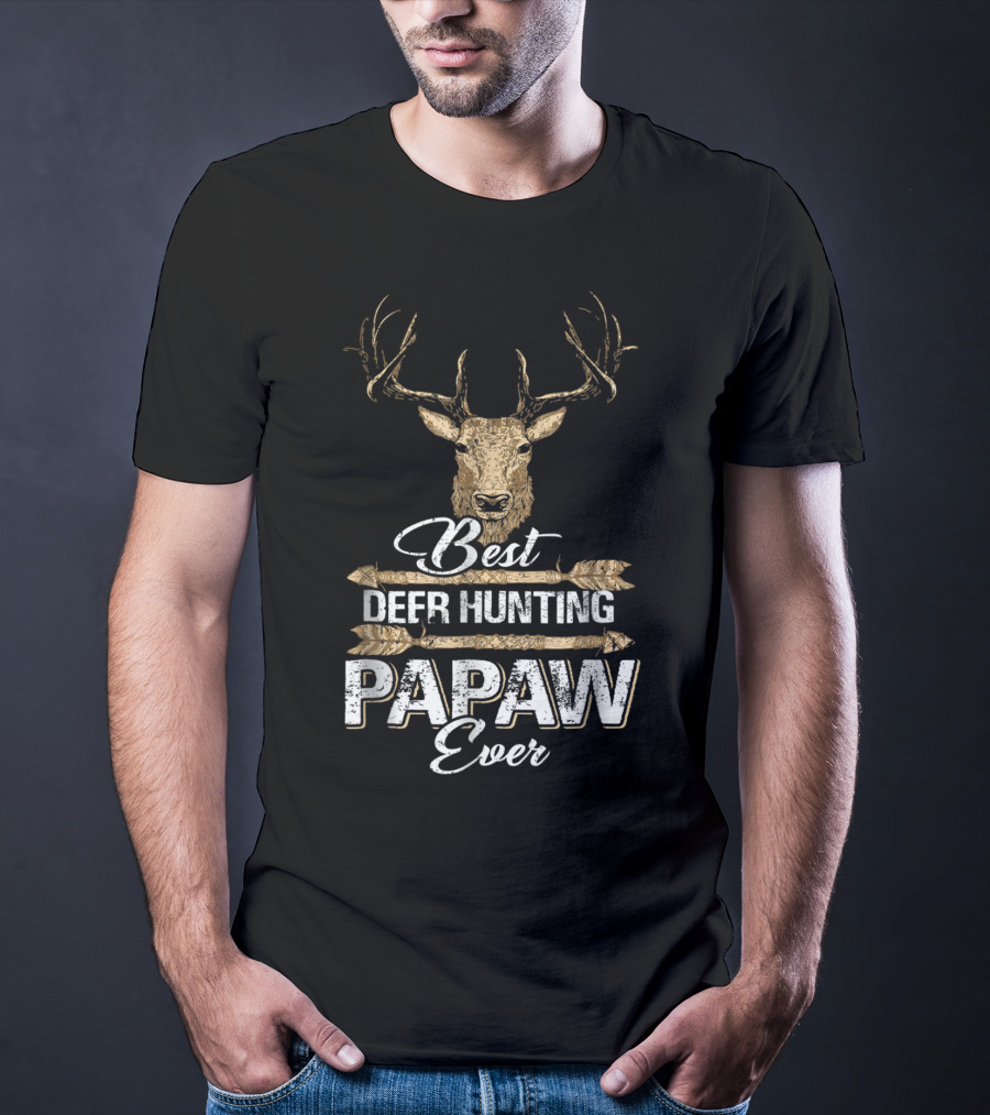 Best Deer Hunting Papaw Ever Father's Day Gift Idea Stag Head T-Shirt