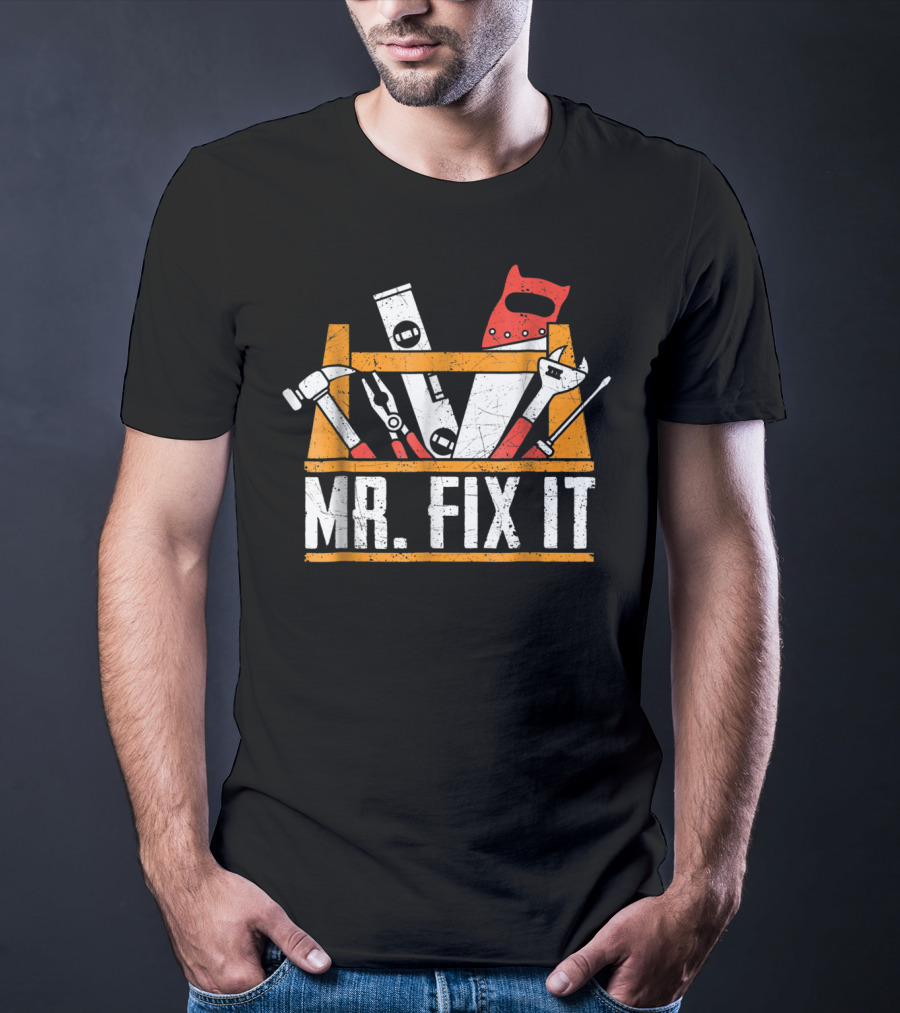 Father's Day Mr Fix It Funny Dad Papa Tool Kit T-Shirt