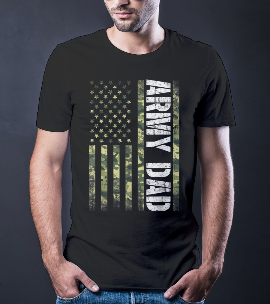 USA Camo Flag Army Dad T-Shirt