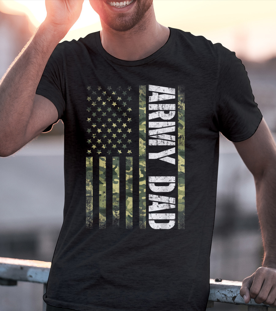 USA Camo Flag Army Dad T-Shirt