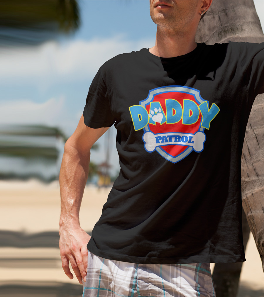 Daddy Patrol Paw Shield Funny Party Birthday T-Shirt