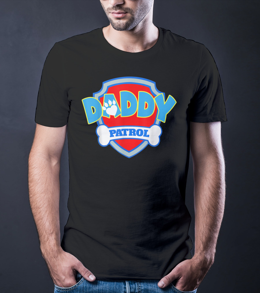 Daddy Patrol Paw Shield Funny Party Birthday T-Shirt