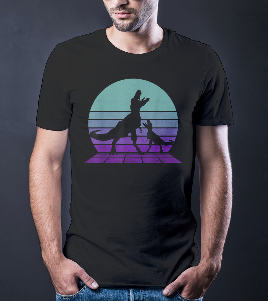 Trex Dinosaur Tyrannosaurus Father's Day Retro T-Shirt